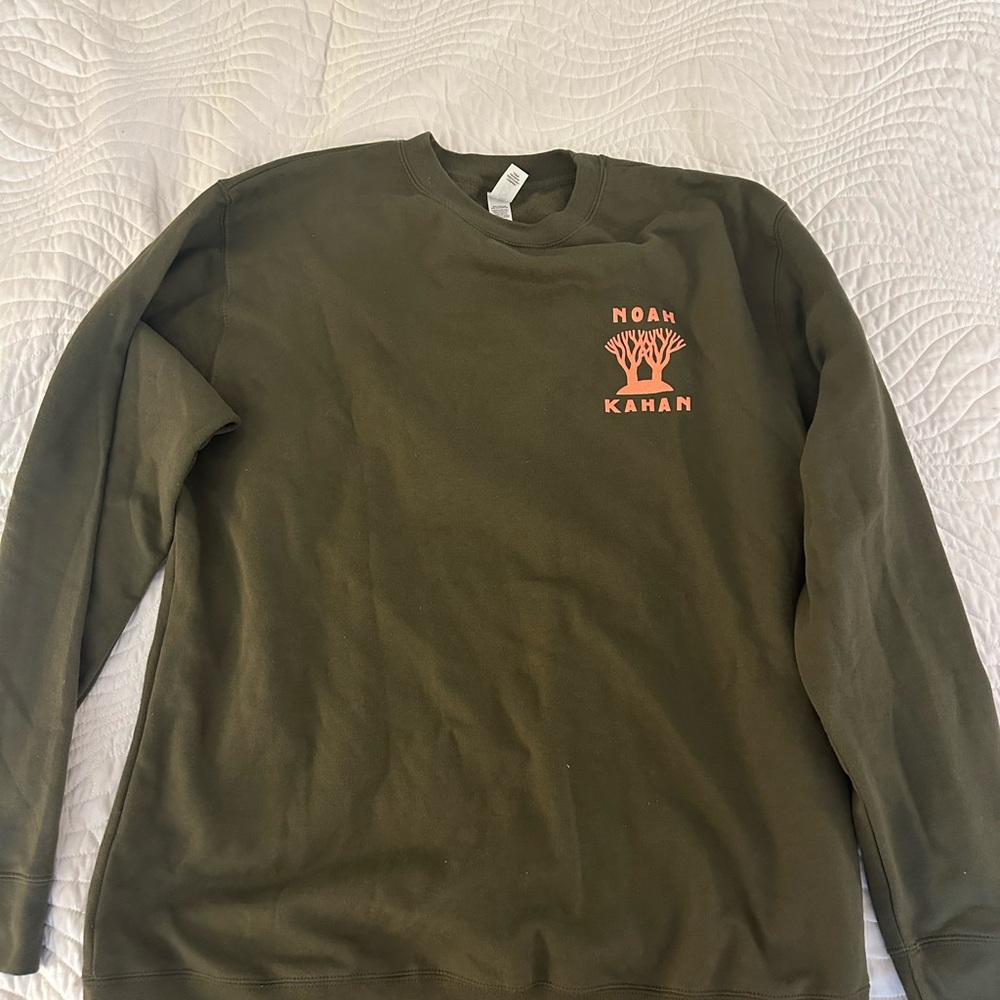 Noah Kahan Olive Green Crewneck Sweatshirt with Pink Logo